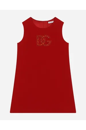 Dolce & Gabbana Abito Senza Maniche In Cady Con Dg Patch - Donna Abiti Rosso Tessuto 2 Years