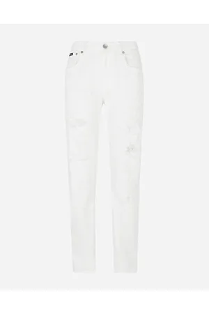Dolce & Gabbana Jeans Boyfriend In Denim Con Rotture - Donna Denim Bianco Cotone 40
