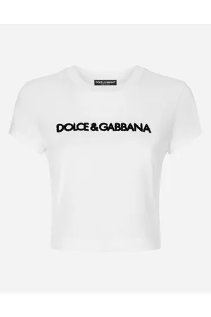 Dolce & Gabbana T-shirt Corta Con Logo Dg - Donna T-shirts E Felpe Bianco Cotone 36
