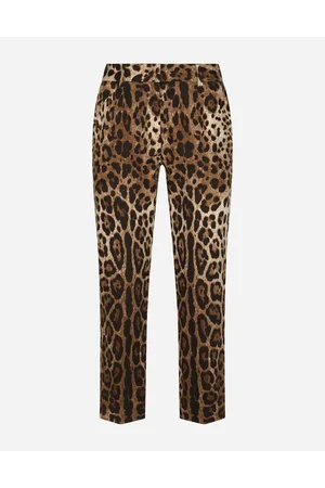 Dolce & Gabbana Pantaloni In Drill Stampa Leopardo - Donna Pantaloni E Shorts Stampa Animalier 40