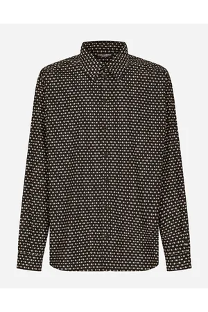 Dolce & Gabbana Camicia Over In Popeline Stampa Logo Dg - Uomo Camicie Nero Cotone 40