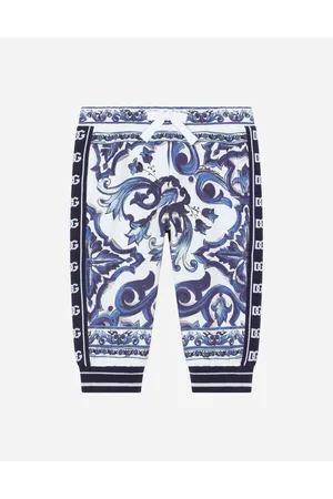 Dolce & Gabbana Pantaloni Jogging In Jersey Stampa Maiolica - Donna Pantaloni E Gonne Cotone 9/12 Months