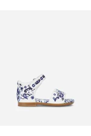 Dolce & Gabbana Sandalo In Nappa Stampa Maiolica - Donna Scarpe Primi Passi (19-26) Pelle 19