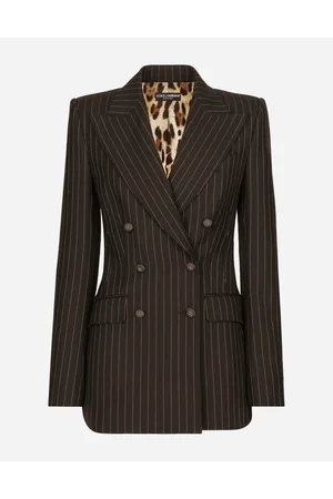 Dolce & Gabbana Giacca Turlington Doppiopetto In Gessato Di Lana - Donna Giacche E Blazer Multicolore Lana 36