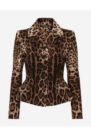 Dolce & Gabbana Giacca Monopetto In Doppio Crêpe Stampa Leopardo - Donna Giacche E Blazer Stampa Animalier Lana 36