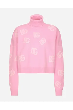 Dolce & Gabbana Maglia Corta In Cashmere Con Logo Dg A Intarsio - Donna Maglioni E Cardigan Multicolore 36