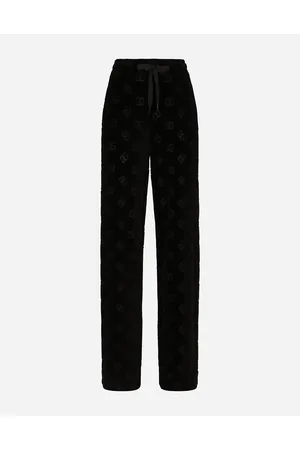 Dolce & Gabbana Pantaloni In Jersey Flock Con Logo Dg Allover - Donna Pantaloni E Shorts Cotone 44
