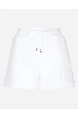 Dolce & Gabbana Shorts In Jersey Con Logo Dg A Rilievo - Donna Pantaloni E Shorts Bianco 44