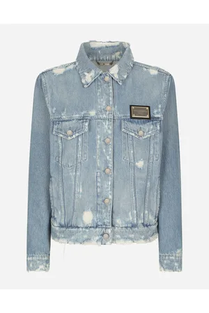 Dolce & Gabbana Giubbotto In Denim Con Placca Logata - Donna Denim Multicolore Cotone 42