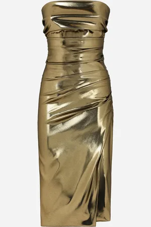 Dolce & Gabbana Abito Strapless Longuette In Raso Laminato - Donna Abiti Tessuto 42