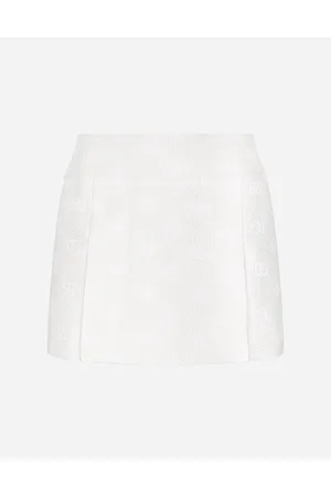 Dolce & Gabbana Minigonna In Jacquard Con Logo Dg Allover - Donna Gonne Bianco 44