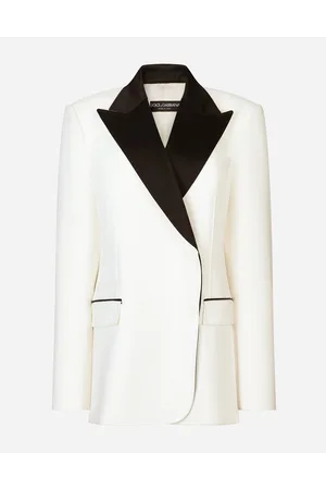 Dolce & Gabbana Giacca Doppiopetto In Crêpe Di Lana Con Revers Tuxedo - Donna Giacche E Blazer Bianco Seta 42