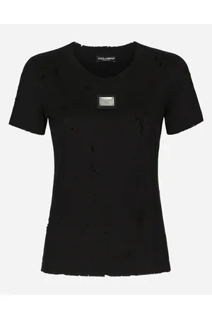 Dolce & Gabbana Jersey T-shirt With Rips And Tag - Donna T-shirts E Felpe Cotone 40