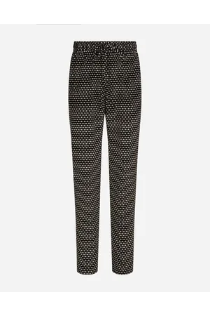 Dolce & Gabbana Pantalone Jogging Crêpe De Chine Stampa Logo Dg - Uomo Pantaloni E Shorts Nero Seta 44