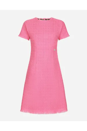 Dolce & Gabbana Abito Midi In Tweed Rachel Con Logo Dg - Donna Abiti Rosa 40