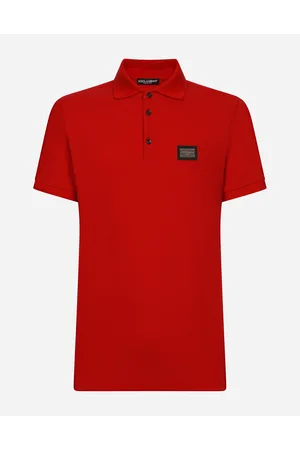 Dolce & Gabbana Polo Piquet Di Cotone Con Placca Logata - Uomo T-shirts E Polo Bordeaux Cotone 44
