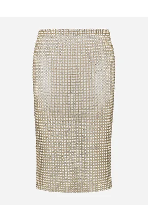 Dolce & Gabbana Gonna Longuette In Tulle Con Ricamo Allover In Termostrass - Donna Gonne Tulle 40