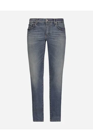 Dolce & Gabbana Jeans Skinny Stretch Lavato Con Baffature - Uomo Denim Multicolore Denim 46