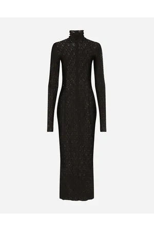 Dolce & Gabbana Tulle Calf-length Dress With All-over Dg Logo - Donna Abiti 42
