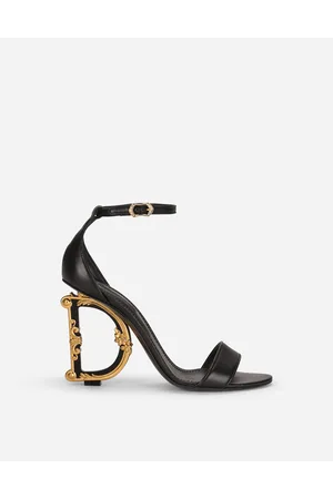 Dolce & Gabbana Nappa Leather Sandals With Baroque Dg Detail - Donna Sandali E Zeppe Pelle 35