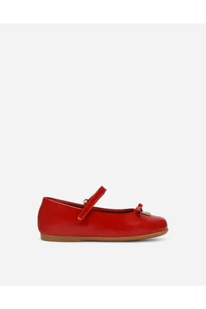 Dolce & Gabbana Ballerina In Vernice Con Logo Dg Metal - Donna Scarpe Primi Passi (19-26) Rosso Pelle 20