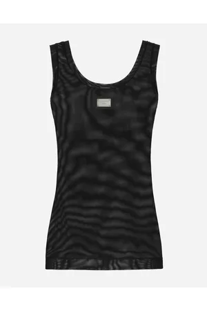 Dolce & Gabbana Light Tulle Vest Top With Logo Tag - Donna T-shirts E Felpe Tulle 40