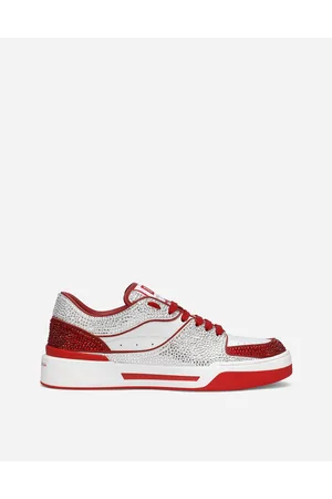 Dolce & Gabbana Sneaker New Roma In Pelle Di Vitello Con Termostrass - Uomo Sneaker Rosso Pelle 39