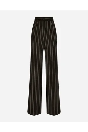 Dolce & Gabbana Pantaloni Palazzo In Gessato Di Lana - Donna Pantaloni E Shorts Multicolore 48