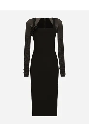 Dolce & Gabbana Abito Longuette In Jersey Con Maniche In Tulle - Donna Abiti Viscosa 36