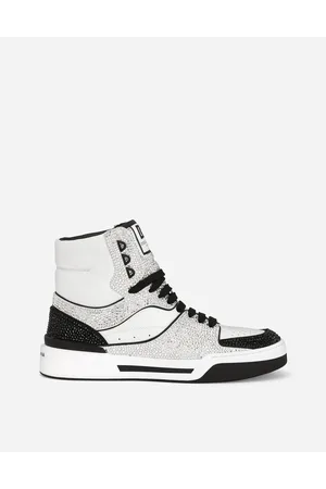 Dolce & Gabbana Sneaker New Roma High Top In Pelle Di Vitello Con Termostrass - Uomo Sneaker Nero Pelle 39