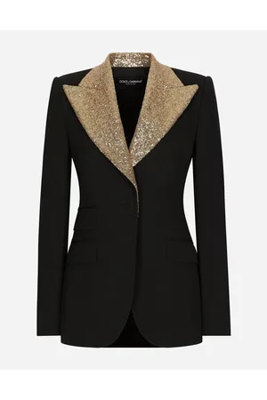 Dolce & Gabbana Giacca Turlington Monopetto In Lana Con Revers In Paillettes - Donna Giacche E Blazer Lana 36