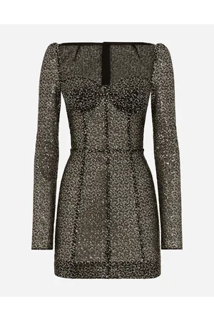 Dolce & Gabbana Abito Corto Bustier Maniche Lunghe In Paillettes - Donna Abiti Multicolore 40