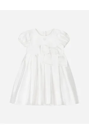 Dolce & Gabbana Abito Battesimale Manica Corta In Seta Mikado A Taglio Impero - Uomo Topwear Bianco Seta 3 Months