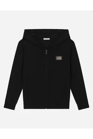 Dolce & Gabbana Cardigan Zip Con Cappuccio In Maglia Rasata Con Placca Logata - Uomo Maglieria Lana 2 Years