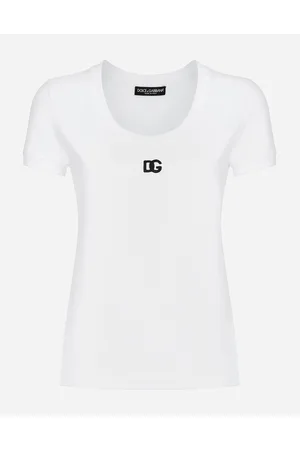 Dolce & Gabbana T-shirt In Jersey Con Logo Dg - Donna T-shirts E Felpe Bianco 36