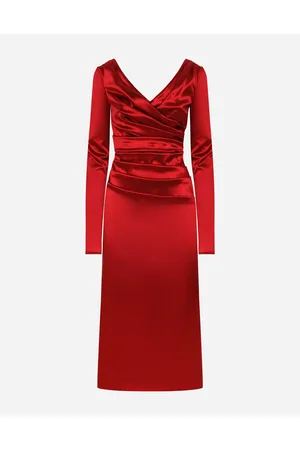 Dolce & Gabbana Abito Longuette Drappeggiato In Raso - Donna Abiti Grigio Raso 36