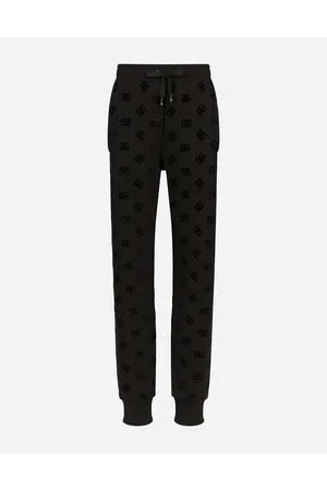 Dolce & Gabbana Pantaloni Jogging In Jersey Con Stampa Flock Logo Dg - Donna Pantaloni E Shorts Multicolore 42