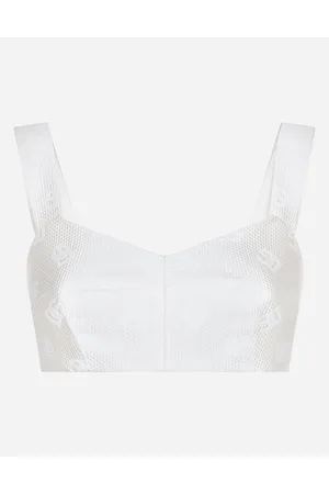 Dolce & Gabbana Top In Jacquard Logo Dg Allover - Donna Camicie E Top Bianco 36