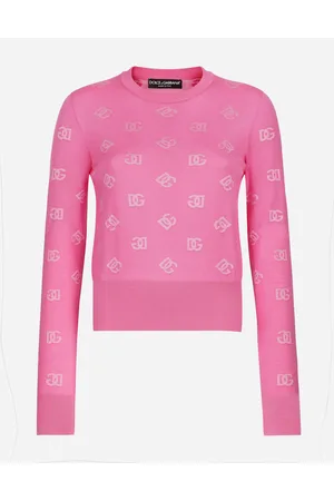 Dolce & Gabbana Maglia In Lana E Seta Jacquard Logo Dg In Tono - Donna Maglioni E Cardigan 36
