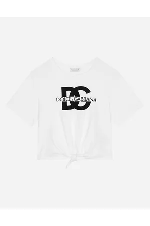 Dolce & Gabbana Jersey T-shirt With Dg Logo And Bow - Baby Female T-shirts E Felpe Bianco 2 Years