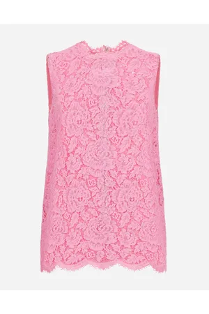 Dolce & Gabbana Top In Pizzo Cordonetto Floreale Logato - Donna Camicie E Top Rosa 36