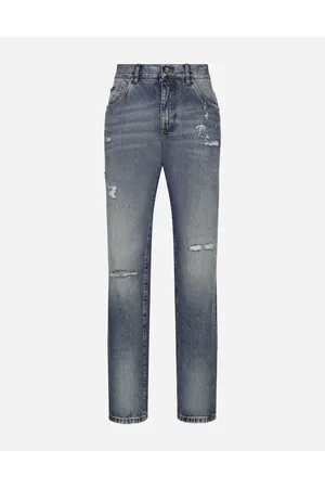 Dolce & Gabbana Jeans Classic Denim Blu Con Abrasioni - Uomo Denim Multicolore 48