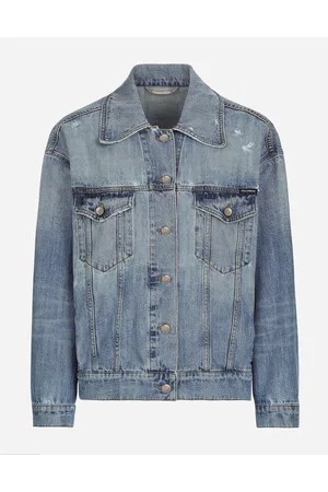 Dolce & Gabbana Giubbotto In Denim Con Placca Logata - Donna Denim Multicolore 36