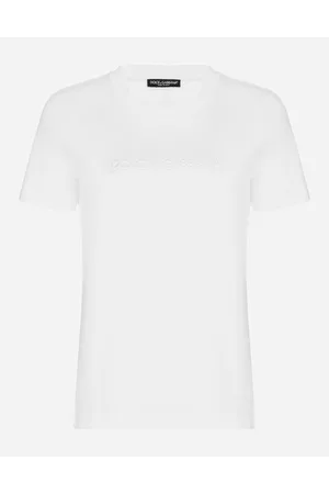 Dolce & Gabbana T-shirt In Jersey Con Flock - Donna T-shirts E Felpe Bianco 36
