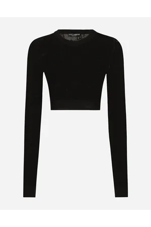 Dolce & Gabbana Maglia Corta Punto Rete In Viscosa Logo Dg Jacquard - Donna Maglioni E Cardigan 38