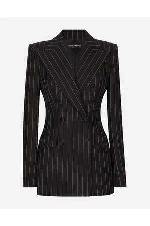 Dolce & Gabbana Giacca Turlington Doppiopetto In Gessato Di Lana - Donna Giacche E Blazer Multicolore 40