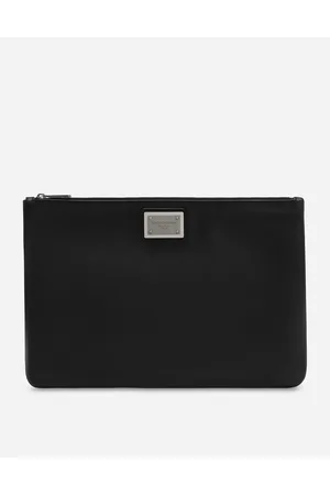 Dolce & Gabbana Pouch Media In Pelle Di Vitello Granata E Nylon - Uomo Portadocumenti E Clutch Nero Tessuto Onesize