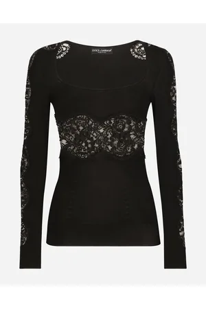 Dolce & Gabbana Maglia In Viscosa Con Inserti In Pizzo - Donna Maglioni E Cardigan 40