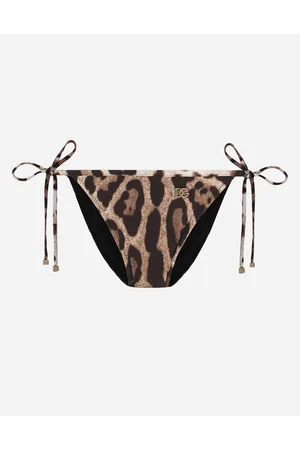 Dolce & Gabbana Slip Con Laccetti Da Mare Stampa Leopardo - Donna Beachwear Stampa Animalier Jersey 1