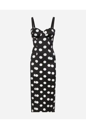 Dolce & Gabbana Abito Longuette In Raso Pois Con Dettagli Bustier - Donna Abiti 36